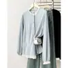 2026 Tallas Grandes Mujer Otoño Nuevo Estilo Coreano Elegante Malla Patchwork Falso Dos Piezas Top Cardigan Adelgazante 0909