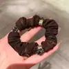 Elegante Scrunchie Negro Plisado con Aleación de Alta Elasticidad para el Cabello, Sencillo Sujetador de Cola de Caballo, Banda para Moño