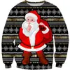Talla Europea Impresión 3D Marca de Moda Navidad Papá Noel para Hombre Holgado Vestido de Pareja Cuello Redondo Sudadera