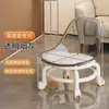 Banqueta de Acrílico com Rodas Giratórias Silenciosas para Crianças, Banqueta de Aprendizagem para Crianças Pequenas com Rodas de Malha, Cadeira Pequena para Uso Doméstico, Banqueta Baixa com Costuras Bonitas