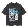 Camiseta Vintage Lavada Street Hip-Hop Anime Dragon Ball Super Estampado de Dibujos Animados Gráfico Casual Algodón Verano Manga Corta Estilo Europeo y Americano