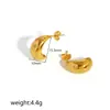 Pendientes Retro Europeos y Americanos de Acero Inoxidable con Textura para Mujer con Elegantes y Estilizados Pendientes de Acero de Titanio con Forma de C Semicircular Chapados en Oro de 18K, No se Desvanecen