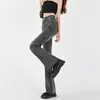 Jeans Retro Estilo Americano Micro-acampanados para Mujer Primavera y Otoño Nuevos Rectos de Cintura Alta Adelgazantes de Longitud al Suelo Modernos Pantalones de Moda para Instagram