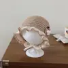 Gorro de Bebé Estilo Otoño e Invierno Princesa Súper Lindo Gato Niña Cálido de Lana con Lazo Protección para los Oídos para Bebés Niñas