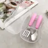 Aço inoxidável 304 Conjunto de talheres faca e garfo para crianças talheres de bebê portátil para atividades ao ar livre talheres para suplementos alimentares colher e garfo de treinamento para menores de 3 anos