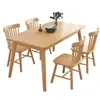 Mesa de jantar nórdica em madeira maciça, design minimalista moderno, estilo de luxo leve, formato retangular, conjunto de mesa e cadeiras estilo japonês, adequado para uso doméstico e apartamentos pequenos
