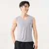 Camiseta Regata Masculina Decote V Verão Nova Seda Gelo Ombro Largo 180g Colete Base Respirável de Secagem Rápida Aprimorado