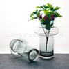 Vaso de vidro estilo europeu simples com borda dourada decoração em forma de T pintada à mão dourada sala de estar arranjo de flores para casa vaso decorativo transparente