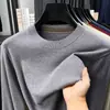 Nueva colección de otoño e invierno: Suéter Puyuan para hombre, de color liso, cuello redondo, tejido jacquard, casual y elegante, diseño simple, perfecto como capa base