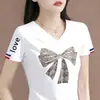 Camiseta de manga corta con excedente de comercio exterior transfronterizo para madres de mediana edad, top de verano para mujer, holgado y adelgazante