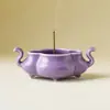 Quemador de incienso de begonia color lila morado hecho en fábrica para uso doméstico, quemador de incienso de cerámica de sándalo y áloe de interior, soporte para varillas de incienso, soporte para incienso