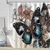 Cortina de Ducha de Tela Impermeable Resistente al Moho con Estampado Digital de Mariposas de Amazon para Baño, Partición de Tela para Ducha, Sin Perforaciones