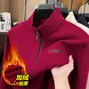 Sudadera Gruesa de Cuello Medio para Papá, Camiseta Forrada de Polar Cálida Todo en Uno para Hombres de Mediana Edad y Mayores, Camiseta Base Ajustada de Terciopelo para Hombre