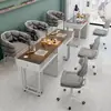 Conjunto de Mesa e Cadeira para Unhas Econômico Retrô Madeira Maciça Estilo Creme Multifuncional Individual/Duplo Luxo Leve Celebridade da Internet ins