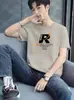 Venda Direta da Fábrica Camiseta de Manga Curta para Homem, Nova Tendência de Verão Marca Moda Camiseta de Cinco Mangas com Estampa de Letras, Gola Redonda Camiseta Versátil
