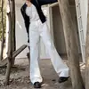 Jeans rectos color blanquecino para mujer, primavera y otoño, de tiro alto, holgados, estilizan, versátiles, con buena caída, diseño de pierna ancha estrecha, largos hasta el suelo