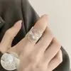 Anillo Geométrico Sencillo para Mujer, Lujo Ligero, Sensación de Alta Gama, Mate Escarchado, Anillo Abierto Ajustable Exquisito, Estilo Ins, Anillo para Dedo Índice Nicho