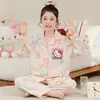 Pijama para niños para primavera y otoño, de manga larga, estilo fino, para niñas, con cuello camisero, ropa de casa, caricatura linda, conjunto de bebé super adorable