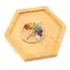 Colgante de Árbol de la Vida de Cristal de Ágata de Color Mixto Árbol Arcoíris Árbol de la Fortuna Piedra Triturada Envuelto en Alambre Accesorios N744 Forma de Corazón