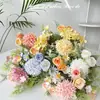 Flores Falsas, Ramos Artificiales, Rosas Pequeñas Frescas Cepilladas, Hortensias, Flores de Seda, Flores de Plástico, Flores Secas, Ramos, Decoraciones de Boda