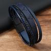 Pulseira de couro trançado com estampa de estilo ocidental americano Niutou, pulseira simples de fivela magnética de liga masculina