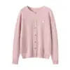 Cardigan de tricô Consinee 100% cashmere puro|Versátil com bordado de coração estilo college para mulheres|Suéter coat macio e aconchegante