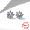 Aretes de Plata de Ley S925 de Venta Caliente en Transmisión en Vivo con Diseño de Girasol con Diamante Completo, Moissanita de 1 Quilate Color D al por Mayor