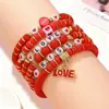 Día de San Valentín Europeo y Americano Más Vendido Ramo de Amor Colgante de Labios Pulsera Versátil de Arcilla Blanda Conjunto de Pulseras Regalo para el Día de San Valentín Chino