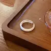 Anel escovado de prata pura s999, estilo minimalista coreano, anel liso fosco, clássico moderno, anel de design elegante de nicho