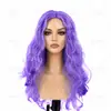 Peruca Longa Castanho-avermelhada Cacheada tipo Milho com Repartição Central, Adequada para Festivais e Fantasias de Cosplay