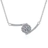 Collar Colgante de Plata de Ley S925 Corazón Floreciente para Mujer, Chapado en PT950, Collar de Moissanita de Color D de 0.50ct