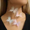 Nz3386 Collar de Mariposa Dulce y Súper Hada Elegante con Perlas y Cinta Cadena de Clavícula de Moda Elegante Diseño de Nicho Accesorios