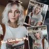 Pelucas Europeas y Americanas Transfronterizas para Mujer, Cabello Corto Rizado, Pelucas Completas Realistas de Cabello Humano, Mechas y Degradado de Cabello Sintético, Venta al por Mayor de Fábrica en Stock
