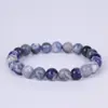 Pulsera de Piedra de Cristal Natural con Perlas Redondas, Pulsera Unisex de Piedra con Patrón Azul, Regalo de Joyería de Año de Nacimiento, Suministro Mayorista para Transmisiones en Vivo