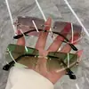 Óculos de sol femininos retrô estilosos sem aro retangular cor degradê óculos de sol femininos para viagem de verão