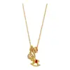 Collar con Colgante Anillo del Zodiaco Año Nuevo Caballo Pequeño para Mujer, Cadena para Suéter con Moneda Microincrustada, Cadena de Cuello de Alta Gama Moderna y Elegante
