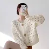 Cárdigan corto de punto para mujer con diseño calado, nuevo estilo primavera/otoño, súper elegante y único para figuras petite