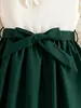 Vestido de Verano para Niñas de 4 a 8 Años, Elegante Vestido Blanco con Decoración Floral 3D y Moño Verde Oscuro, Comercio Transfronterizo
