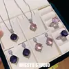 !Colar Flor Rombo de Zircônia Estilo Corte Retrô Corrente Clavicular Joias de Luxo Leve Toque de Alto Padrão Venda por Atacado