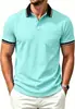 Camisa POLO Casual de Manga Corta con Cuello de Solapa de Color Sólido de Nuevo Estilo Transfronteriza con Estampado 3D y Bolsillo