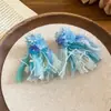 Pendientes Redondos de Flor Colorida Tejidos a Mano Pendientes Frescos de Dopamina Estilo Vacacional Pendientes de Nicho de Gama Alta