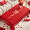 Toalha de Mesa Vermelha para Celebrações de Casamento, Decoração de Quarto de Casamento, Jogo Americano para Criar Ambiente, Toalha de Mesa Festiva Estilo Chinês para Sala de Estar