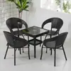 Juego de Mesa y Sillas de Ratán para Balcón, Mesa de Café de Tres Piezas para Ocio, Cuadrada y Redonda para Sala de Estar Exterior, Apartamento Pequeño Moderno, Mesa y Sillas de Ratán Sintético para el Hogar