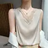 Camisola de encaje de venta caliente en verano para mujer, ajuste holgado, se puede usar como top interior o exterior, camiseta sin mangas con escote en V de encaje