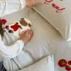 Juego de ropa de cama de tela de algodón puro, engrosada, cálida y cepillada, bordado de dibujos animados (3 o 4 piezas), con una linda funda de edredón de algodón, adecuada para otoño e invierno