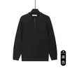 Suéter Masculino Novo Outono/Inverno Cor Sólida Gola Alta Meio Zíper, Tricô Masculino Estilo Old Money, Peça Casual de Negócios