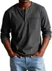 Camiseta Masculina de Manga Longa com Gola Redonda para Outono e Inverno - Pulôver Respirável Slim Casual Camiseta Básica de Manga Longa - Top