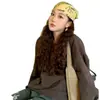 Pañuelo de Cabeza Amarillo Estampado Brillante y Elegante de 68 cm, Bufanda Cuadrada de Moda Street Style Y2K, Pañuelo Multifuncional de Seda