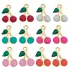 Acessórios para Joias DIY Estilo Coreano, Mini Pingentes de Cereja Coloridos com Gotejamento de Óleo, Galvanizados a Vácuo para Pulseiras, Colares, Brincos e Pingentes