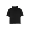 Camiseta de punto base de manga corta con cuello medio alto, estilo nuevo de otoño 2026, con top liso para usar en capas, Ropa de mujer de otoño, Distribución transfronteriza